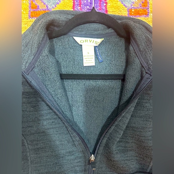 ORVIS Navy fleece zip up sz S - Picture 6 of 7